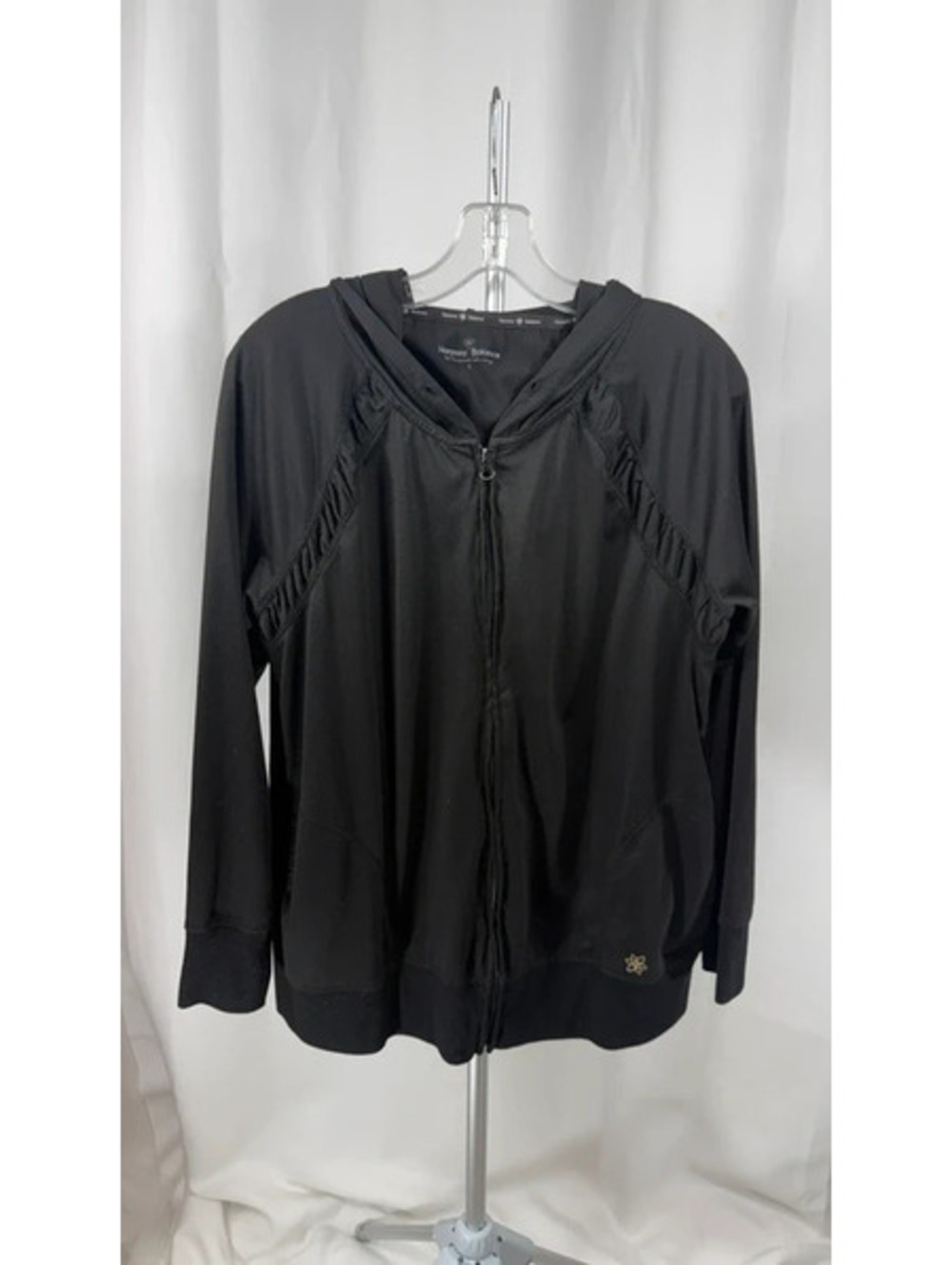 Harmony Balance French Laundry Zip Hoodie L Black Athleisure Jacket